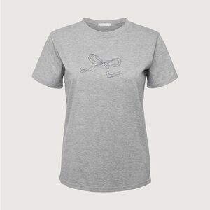 OAK + FORT Heather Gray Bow tee